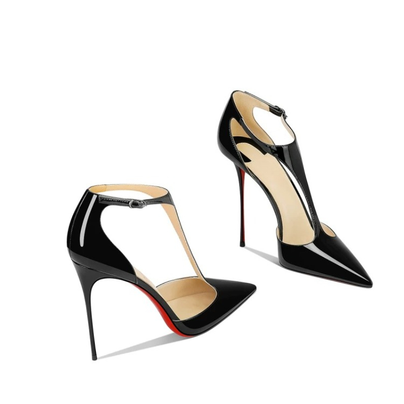 Black Patent Pointed Stiletto  - Leather Classic Strap recension och pris