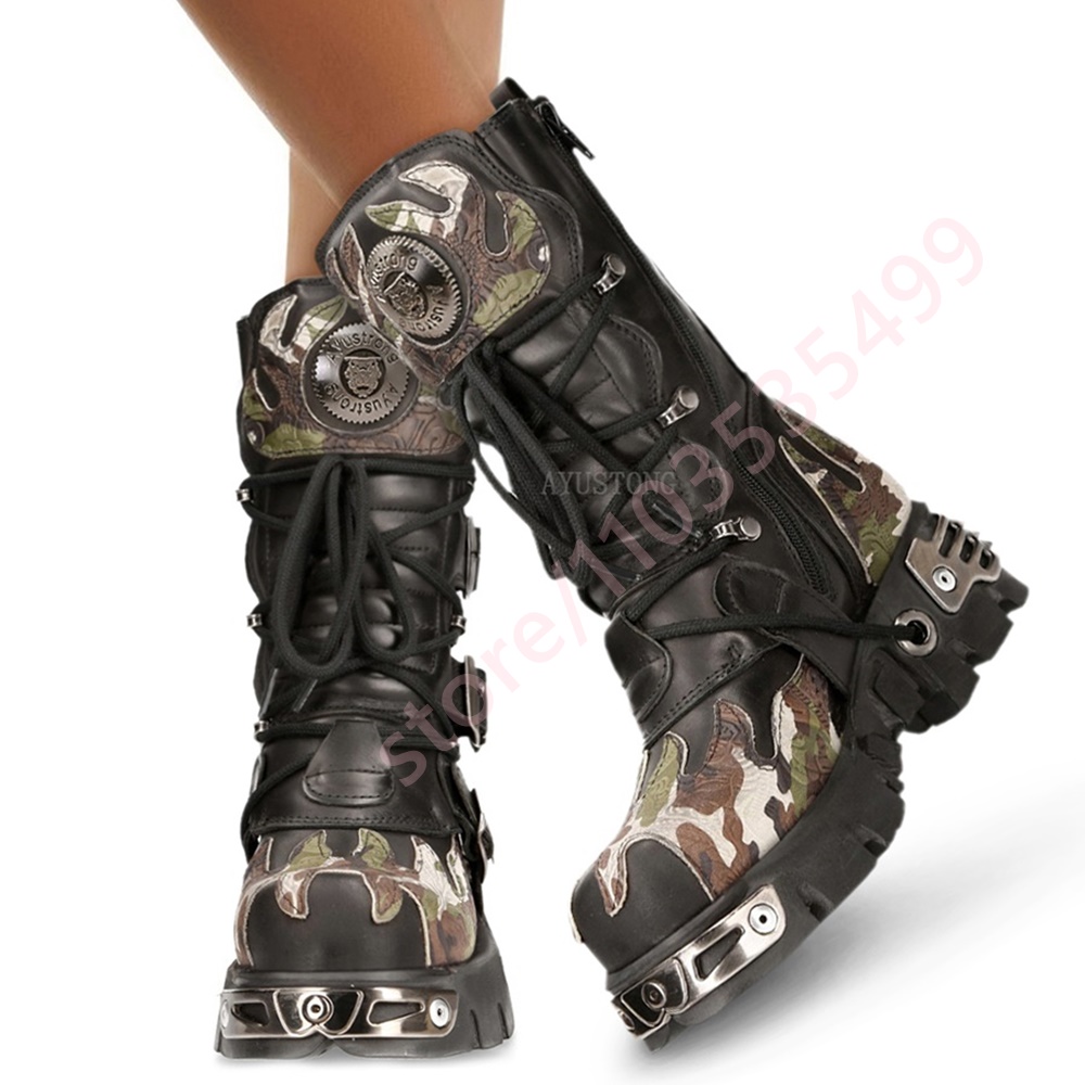 Punk Rock Camouflage Belt Buck - Leather Classic Strap recension och pris