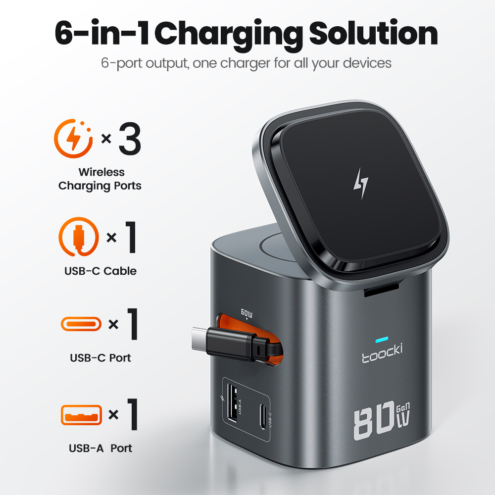 Toocki 80W 6-in-1 GaN Charging - Watch Charger Cable recension och pris