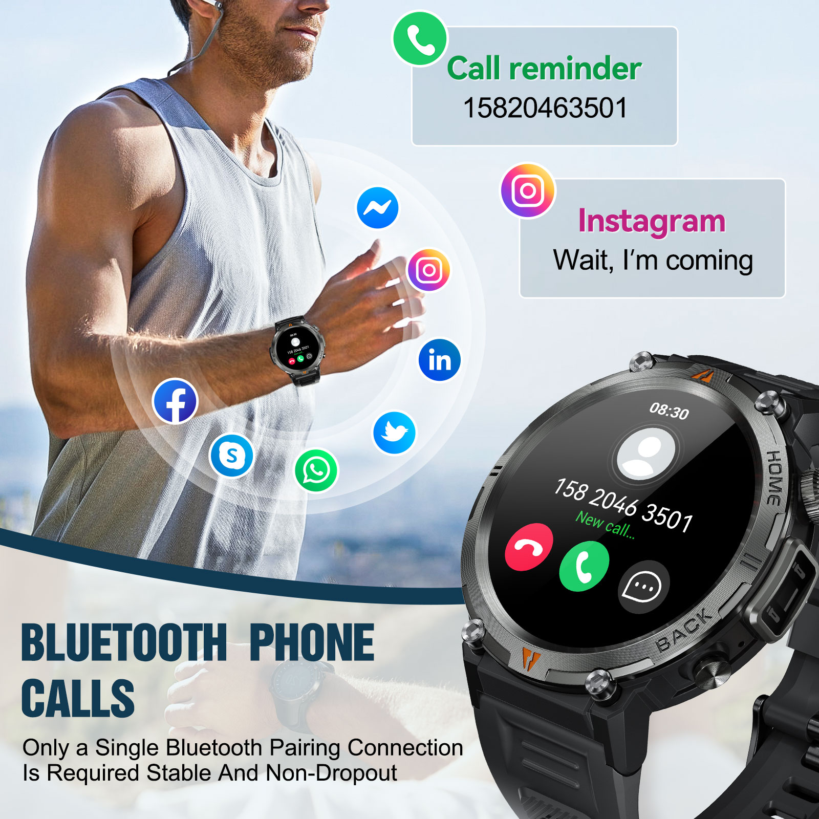 EIGIIS KE3 Bluetooth Call Smar - Smartwatch Face recension och pris