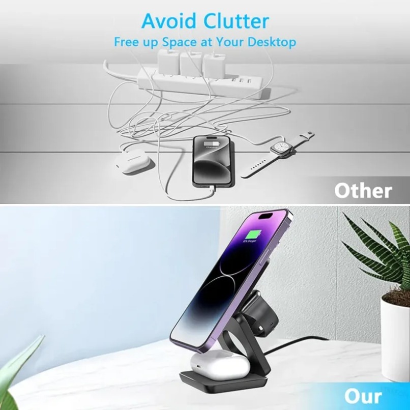 3 in 1 Foldable Magnetic Wirel - Watch Charger Cable recension och pris
