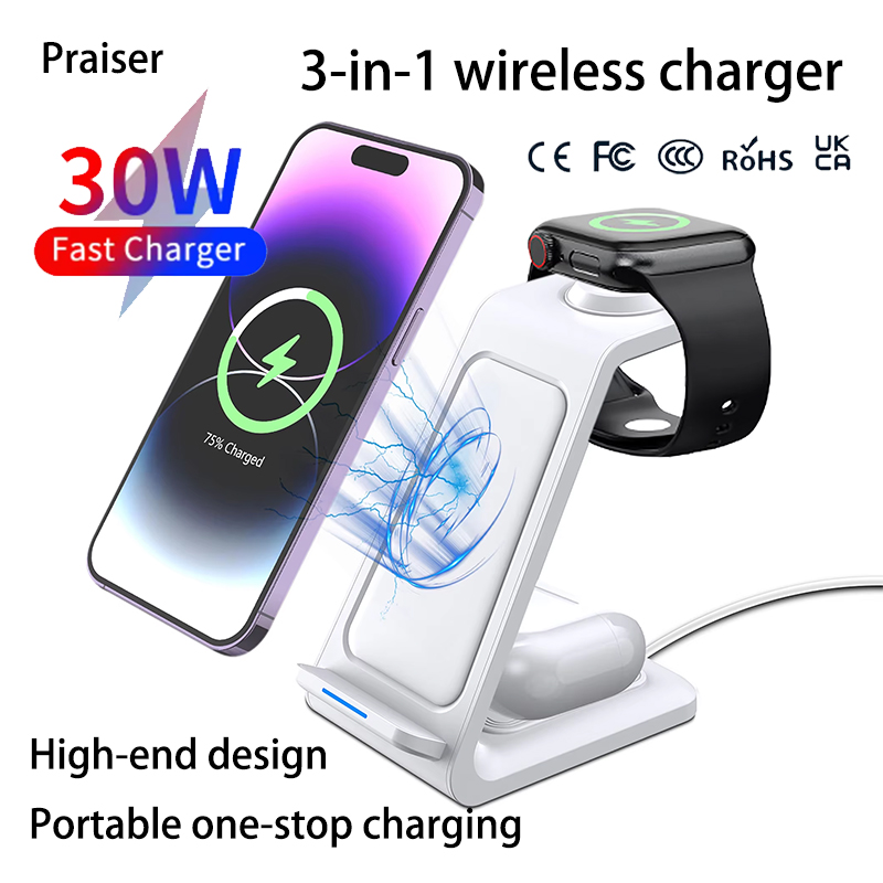15W 3 in 1 Wireless Charger St - Watch Charger Cable recension och pris
